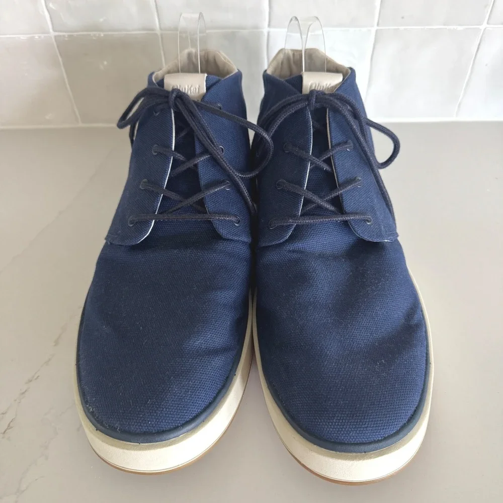 OluKai Papaku Chukka Boots Men 12 Navy‎ Blue Canvas Lace Up Mid Top Sneakers